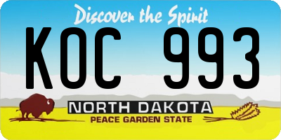 ND license plate KOC993