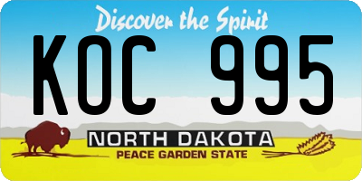 ND license plate KOC995