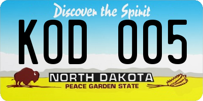 ND license plate KOD005