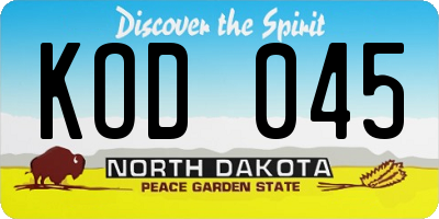 ND license plate KOD045