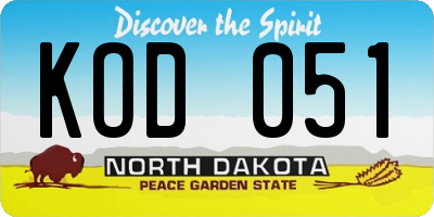 ND license plate KOD051