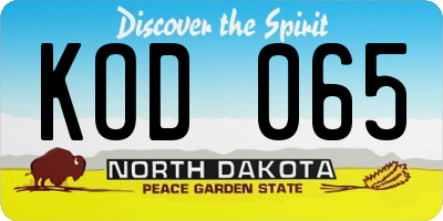ND license plate KOD065