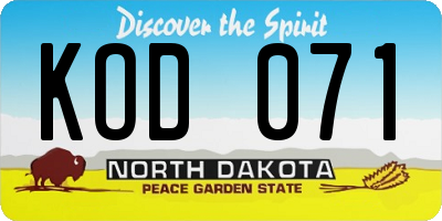 ND license plate KOD071
