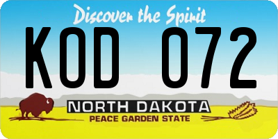 ND license plate KOD072
