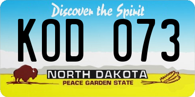 ND license plate KOD073