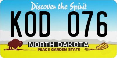 ND license plate KOD076