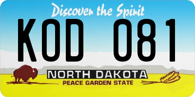 ND license plate KOD081