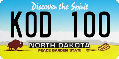 ND license plate KOD100