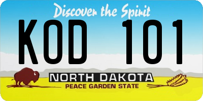 ND license plate KOD101