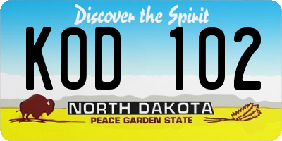 ND license plate KOD102