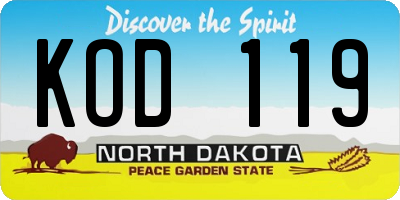ND license plate KOD119