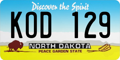 ND license plate KOD129