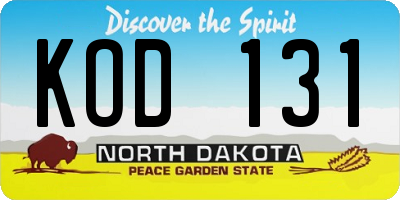 ND license plate KOD131