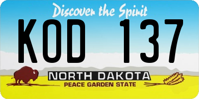 ND license plate KOD137