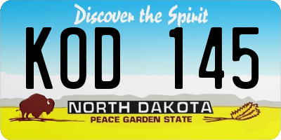 ND license plate KOD145