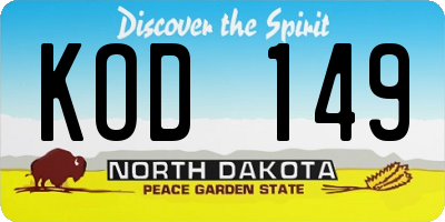 ND license plate KOD149