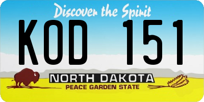 ND license plate KOD151