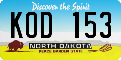 ND license plate KOD153