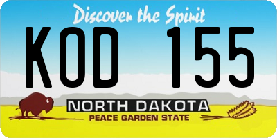 ND license plate KOD155