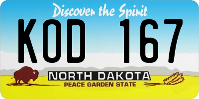 ND license plate KOD167