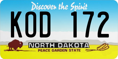 ND license plate KOD172