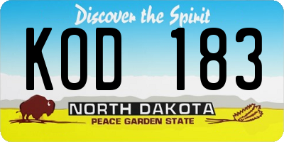 ND license plate KOD183