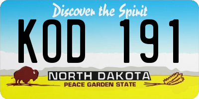 ND license plate KOD191