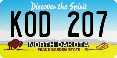 ND license plate KOD207