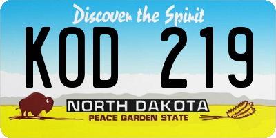 ND license plate KOD219