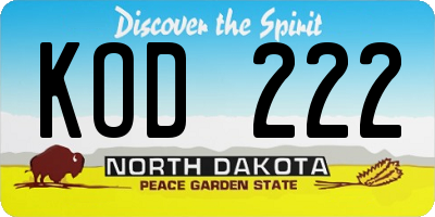 ND license plate KOD222
