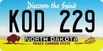 ND license plate KOD229