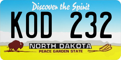 ND license plate KOD232