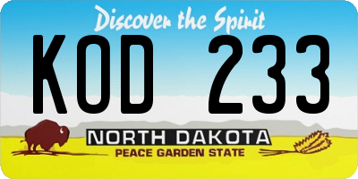 ND license plate KOD233
