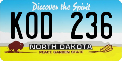 ND license plate KOD236