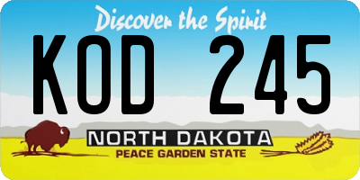 ND license plate KOD245