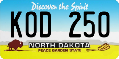 ND license plate KOD250