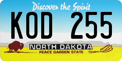 ND license plate KOD255