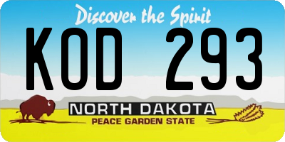 ND license plate KOD293