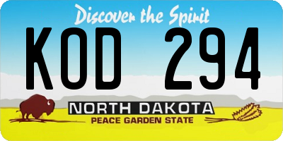 ND license plate KOD294