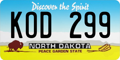 ND license plate KOD299