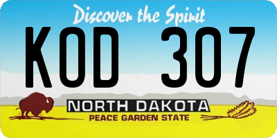 ND license plate KOD307
