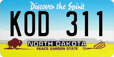 ND license plate KOD311