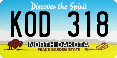 ND license plate KOD318