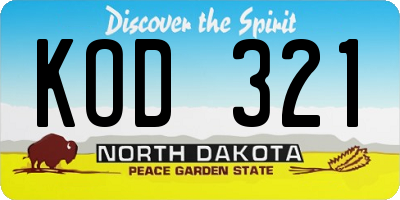 ND license plate KOD321