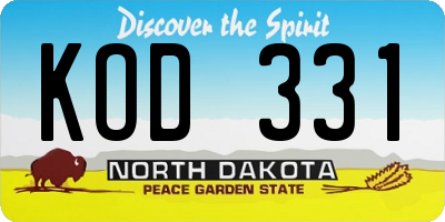 ND license plate KOD331
