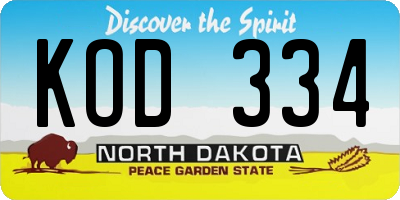 ND license plate KOD334