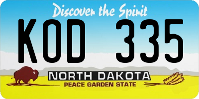 ND license plate KOD335