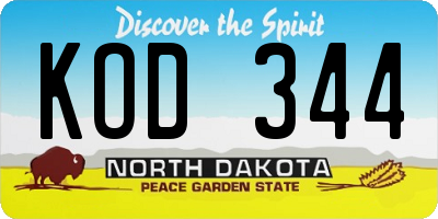 ND license plate KOD344