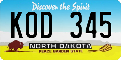ND license plate KOD345