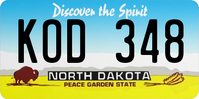 ND license plate KOD348